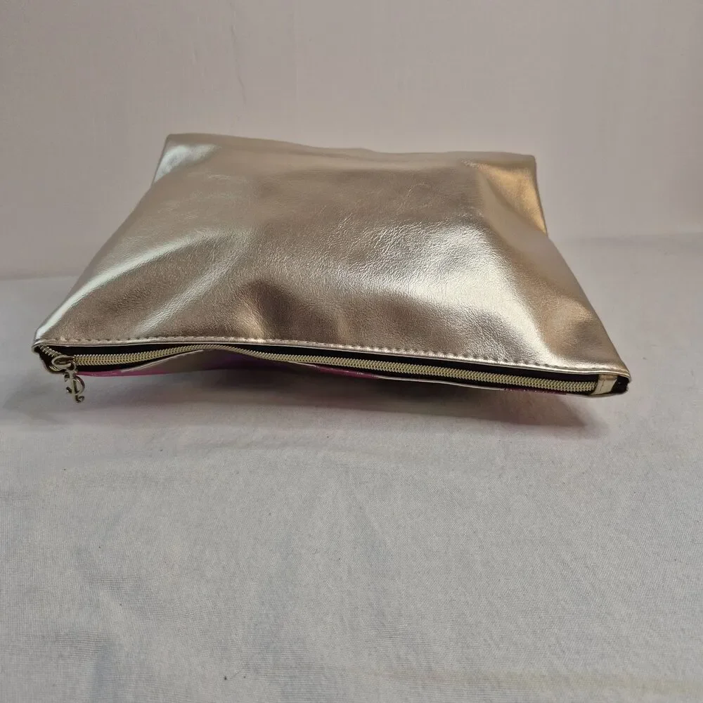 Juicy Couture Cosmetics Bag Gold Lips Pattern 12